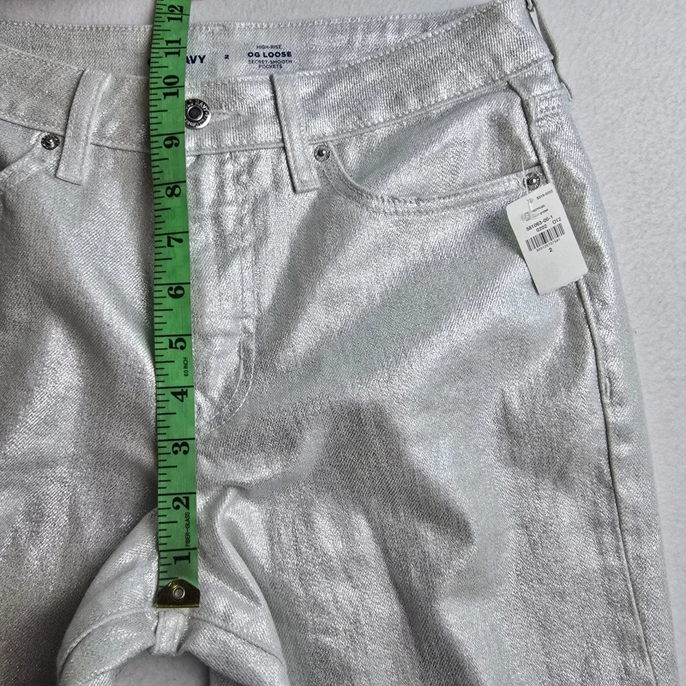 Old Navy -1336 NWT High-Waisted Silver Shine OG Loose Jeans Womens OG Size‎ 2